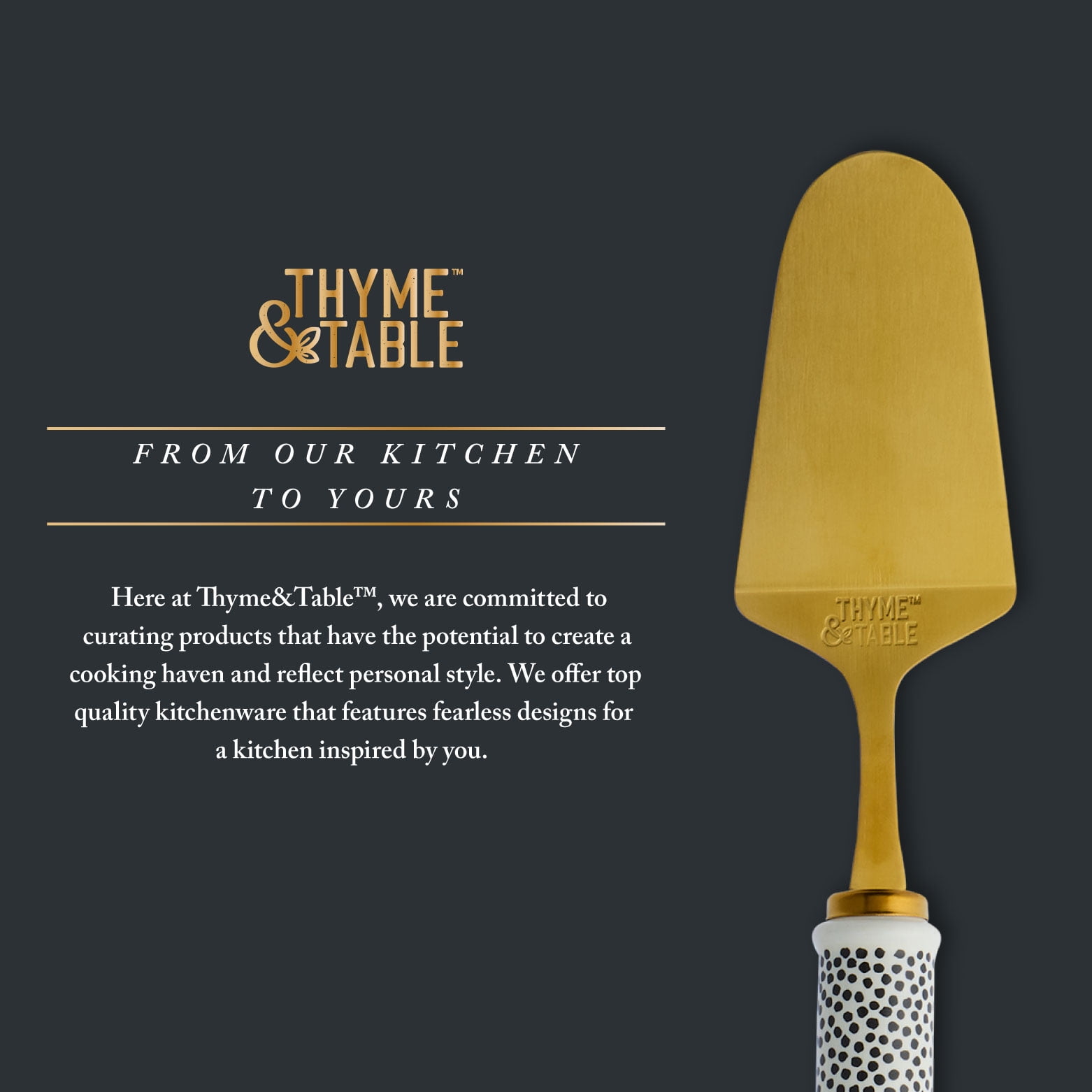 Thyme & Table Non Slip Gold Stainless Steel Pie Server with Ceramic Dot Pattern Handle