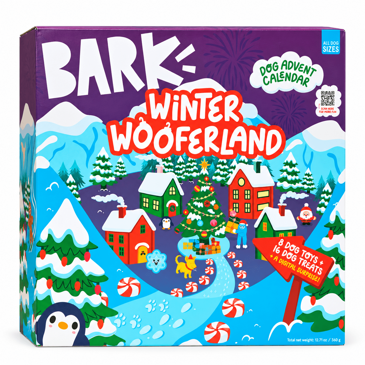 BARK Winter Wooferland Dog Advent Calendar, 24 Days, 8 Plush Squeaky Toys and 16 Dog Treats, Holiday Gift for All Dog Sizes