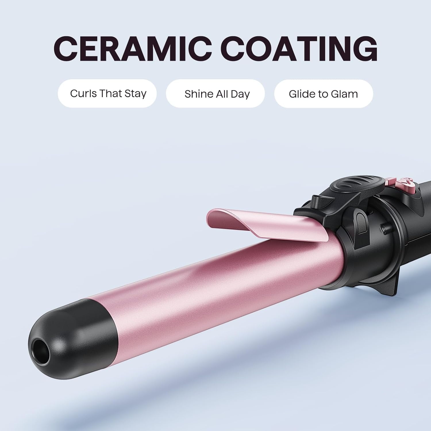Curl Cycle, 1 Inch Automatic Curling Wand for Long Hair, Get Effortless Beach Waves with Self Spinning Barrel up to 430°F with Home Button, Dual Voltage, Rose Gold
