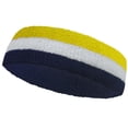 thumbnail image 6 of Couver Triple Color White Striped Sports Head Sweatband Navy White Yellow 3 Pack, 6 of 7