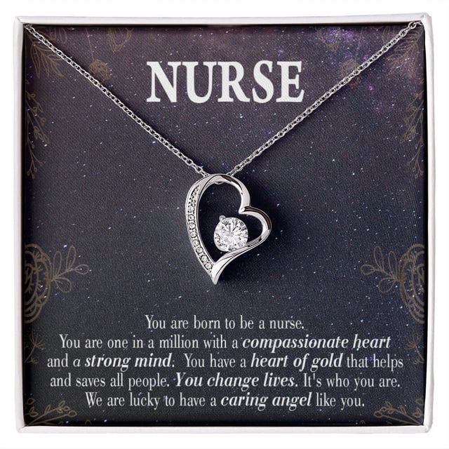 Caring Angel Nurse Healthcare Medical Worker Nurse Appreciation Forever Necklace w Message Card