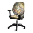 thumbnail image 4 of FKELYI Office Chair Slipcover Vintage Floral Horse Print Computer Chair Protective Cover Removable Stretch Fabric Armchair Covers for Home Office Decor, Pack of 2, 4 of 7