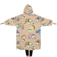 thumbnail image 2 of Oversized Wearable Blanket Hoodie,Cute Hedgehog Pattern Sherpa Blanket Hoodie with Super Pockets,Super Warm Fuzzy Pullover for Women & Men, 2 of 6
