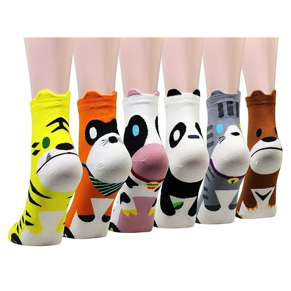 Women's Cute Art Cartoon Colorful Casual Crew Cotton Animal Socks