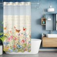 thumbnail image 6 of Spring Floral No Hooks Shower Curtain with Snap-in Liner Pink Blue Wild Flowers Butterfly Botanical Vintage Shower Curtains for Bathroom, Waterproof, Easy Install, Washable 54"x78", 6 of 9