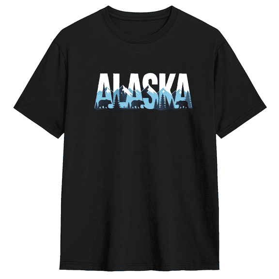 Alaska Retro Graphic Tee For Men And Women, Outdoor Travel Cotton Short Sleeves T-Shirt