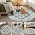 thumbnail image 5 of Green Purple Boho Round Area Rug 7Ft Washable Circle Rugs for Dorm Laundry Room, Vintage Abstract Art Floral Ethnic Tribe Non-Slip Carpet Floor Mats Indoor Outdoor Carpet Runner Aesthetic Home Decor, 5 of 8