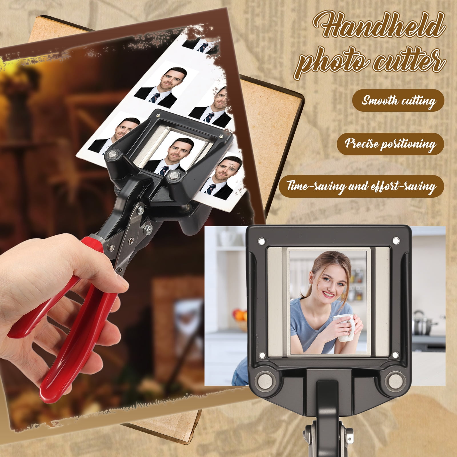 Grusce 2x2 inch Handheld Passport Photo Cutter for Business Card Plastic and Metal, Picture Punch Cutter for Photography Studio Home and Office Use