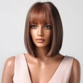 thumbnail image 4 of Bob Wigs for Women Synthetic Hair Wigs Short Bob Wigs With Bangs Straight Wigs Hair Replacement Natural Hair Looking for Girl Daily Use A4, 4 of 6