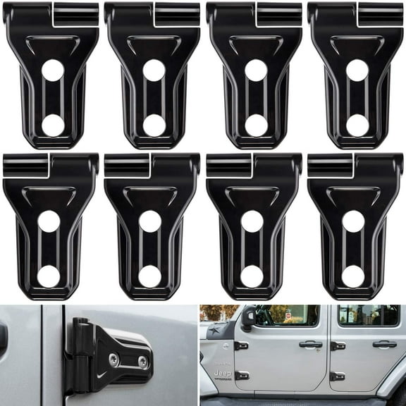 Door Hinge Cover Trim Exterior Accessories Decoration for 2018-2025 Jeep Wrangler JL JLU Sport Sahara Freedom Rubicon Unlimited & Gladiator JT 2-Door and 4-Door (Black 8PCS)