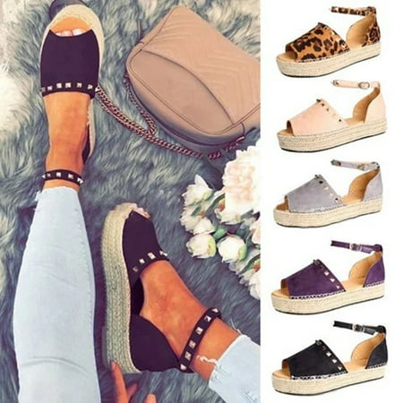 

Women Casual Sandals Straw Knitting Open Toe Thick Sole Female Shoes for Summer