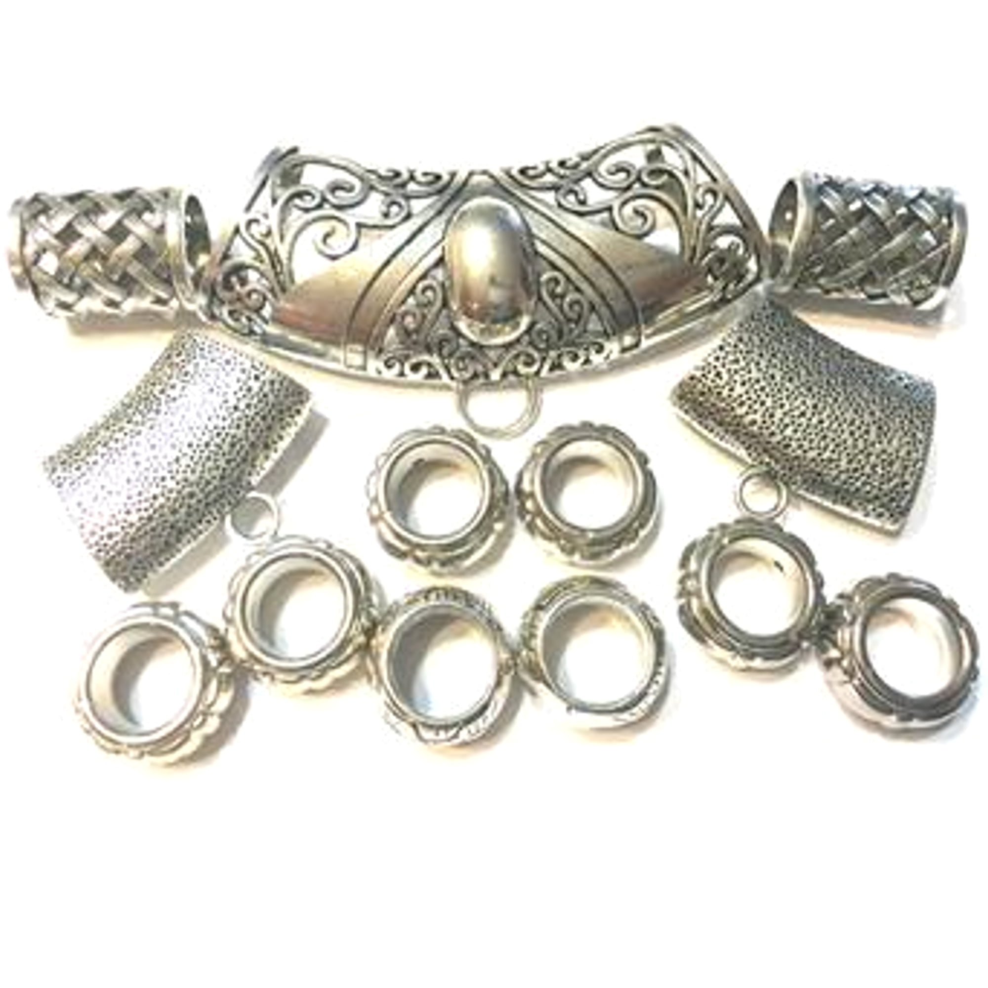 New Scarf Accessory Slides Tubes Rings Silver Tone Mix Style Modern