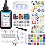 UV Resin Kit with Light,191Pcs Resin Jewelry Making Kit with 100g Fast Cure Clear Hard Low Odor UV Resin, Color Pigment, Resin Accessories, UV Resin Starter Kit for Jewelry Earrings Necklace Bracelet
