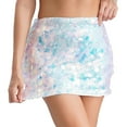 thumbnail image 4 of Yartina Womens Sparkle Sequin Mini Skirt Sexy Bodycon Mini Skirt Clubwear Gradient Blue L, 4 of 7