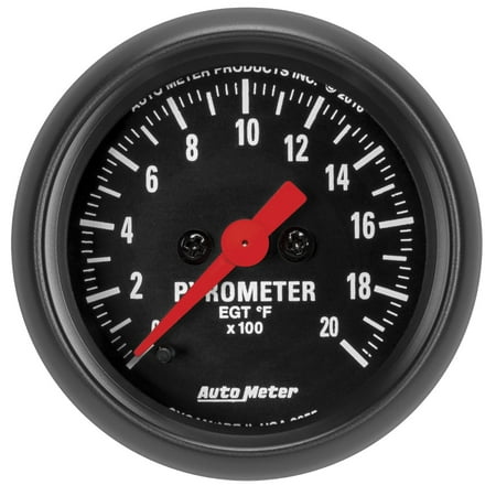 AutoMeter 2655 Z-Series Electric Pyrometer Gauge; 2-1/16 in.; Black Dial Face; Fluorescent Red Pointer; White Incandescent Lighting; Digital Stepper Motor; 0-2000 Degree F;