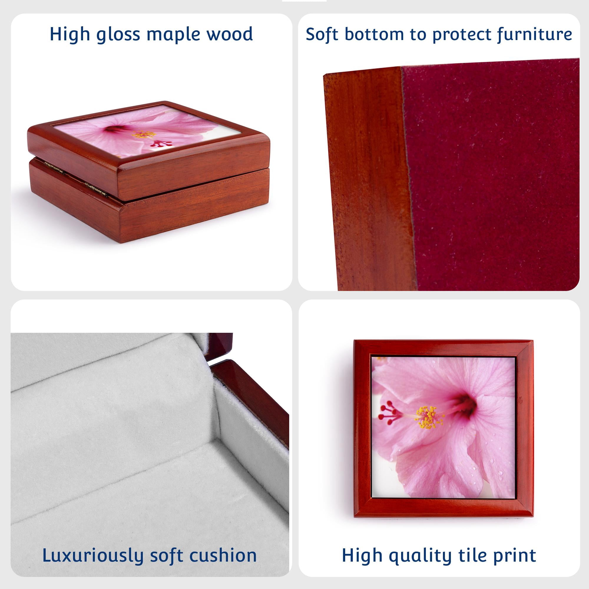 3dRose, Large Pink Hibiscus Macro, Jewelry Box 5.5x5.5 inch with 4 inch tile