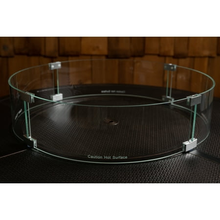 Fire Sense - Tempered Glass Wind Guard for Round LPG Fire Pits - Clear