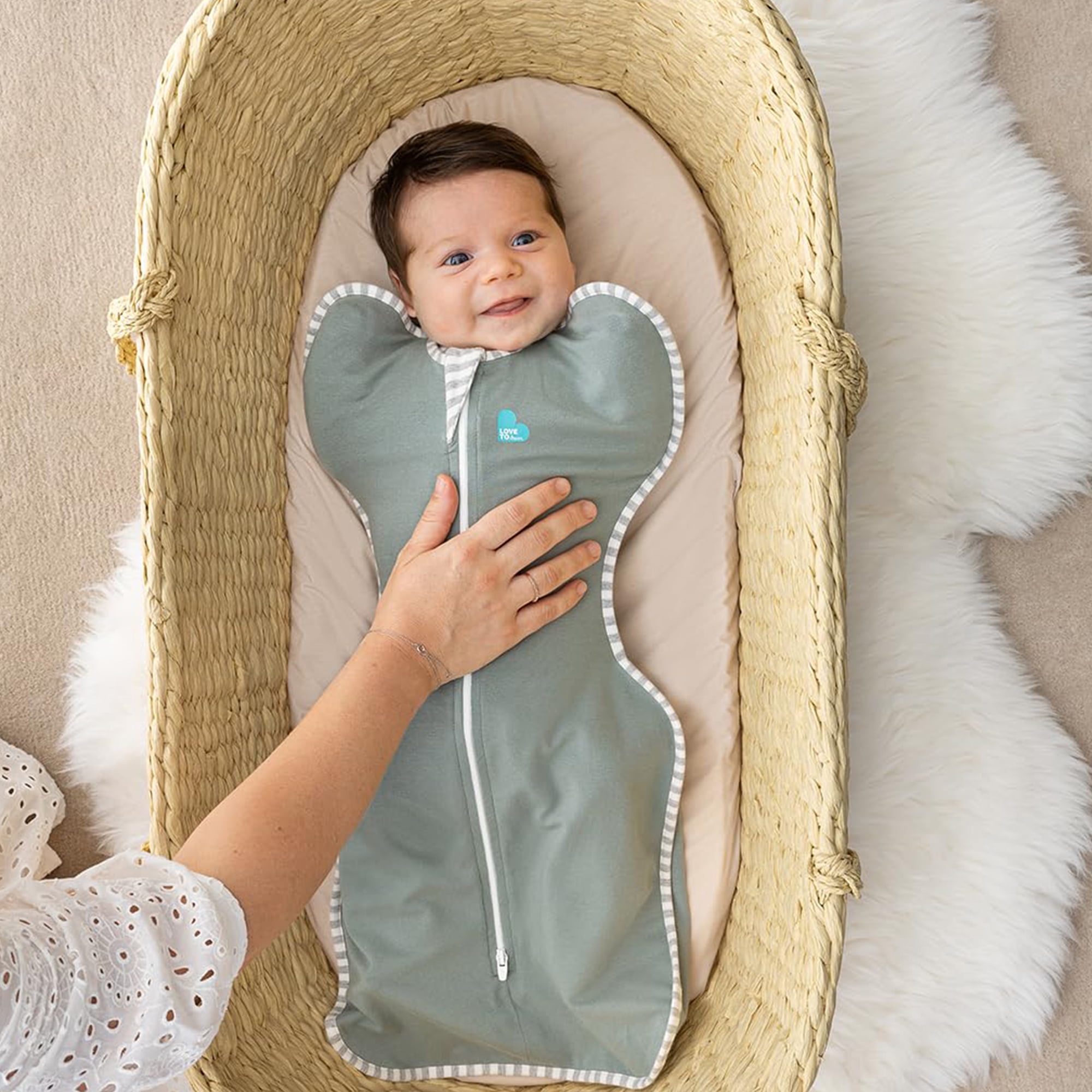 Love to Dream Swaddle Up Baby Sleep Sack, Arms Up Design, Sleep Nearly 2x Longer, Twin Zipper, Cotton, Small 8-13 lbs, 1.0 TOG, Deep Olive