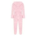 thumbnail image 5 of GPOECD Combinaison Pyjama à Capuche Duveteuse pour Femmes, Manches Longues, avec Poches, Pyjama d'Hiver pour Femmes, Chaud, Rose, TTG, 5 of 5