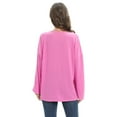 thumbnail image 5 of Women's Long Sleeve U Neck T Shirt Letter Printed Loose Casual Tunic Tops Basic Tee, S-2XL, 5 of 6