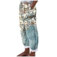 thumbnail image 2 of AOOCHASLIY Women Pants Women's Floral Print Loose Pocket Trousers Gradient Blue Tie-Dye Pants, 2 of 4