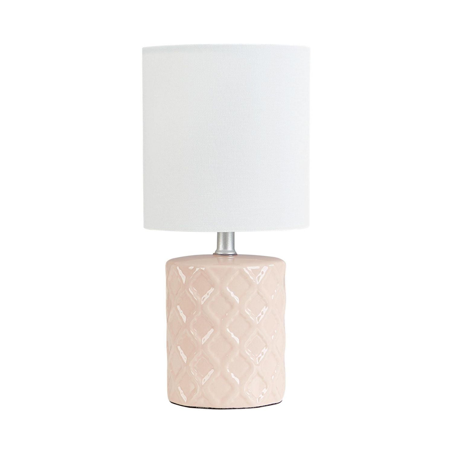 HOMETRENDS Lampe de table en céramique à motif rose 12,8 po avec abat-jour tambour blanc