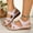 Pink, variant on WIZUTIZ Wedge Sandals for Women Dress Sandals for Women Comfortable Dressy Stretch Hollow Out Sandals Pull-On Round Toe Shoes Low Heel (1"-2") Wide Solid Sandals Party On-trend Low Spend Beige
