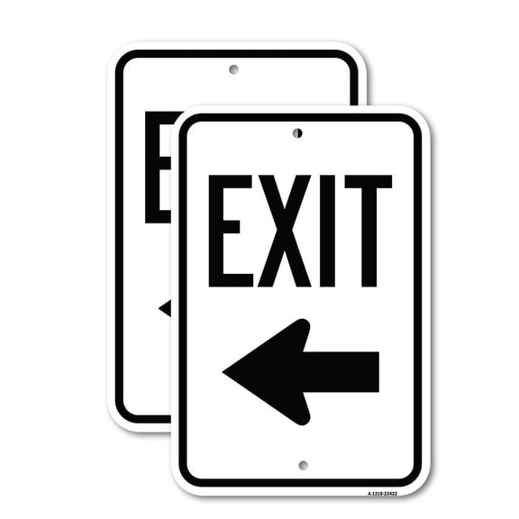 (2 Pack) Parking Lot Sign Exit Sign (Left Arrow) | 18" X 24" Heavy-Gauge Aluminum Sign | Rust Free Aluminum, Weather Resistant, Waterproof, Fade Resistant, 2 Pre-drilled Holes
