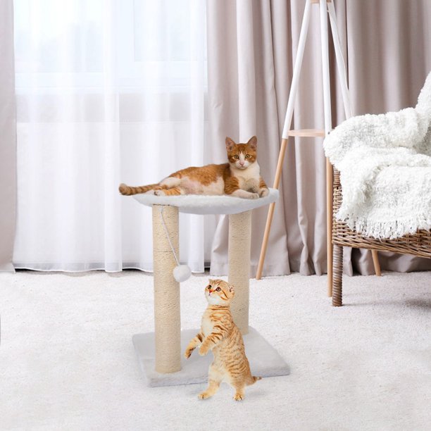 Oxodoi Cat Scratching Post No Effort Assembly Sturdy Pressed Wood W Vegan Fur Carpet Pet Bed Scratch Lounge Furniture Best For Kitten Large Kitty Cats 20 H Walmart Com Walmart Com