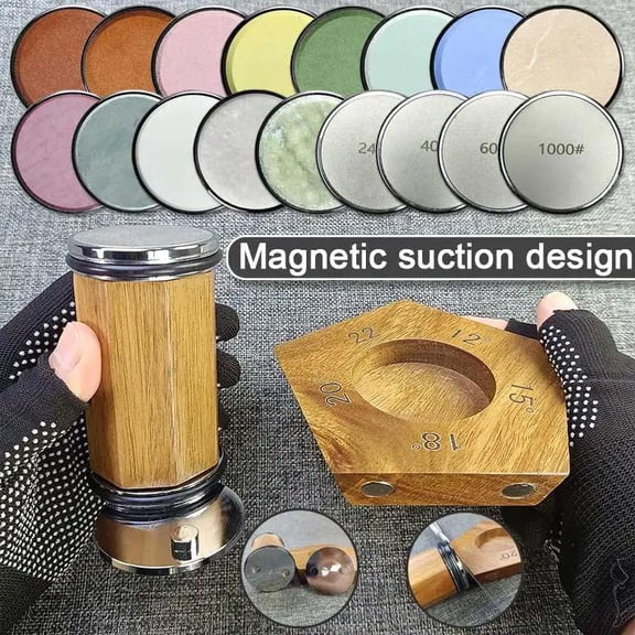 5 Magnetic Angles Rolling Knife Sharpener for Straight Edge, Knife Sharper Kit for Kitchen Knives for Steel of Any Hardness