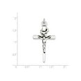 thumbnail image 2 of 925 Sterling Silver Solid Satin Oxidized Antiqued Crucifix Pendant Necklace 47x33mm Wide Pendant for Women, 2 of 4
