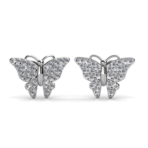 Cate & Chloe Everlee 18k White Gold Plated Stud Earrings with Pave Swarovski Crystals for Women