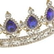thumbnail image 4 of Tiaras de diamantes de imitación con corona de rey y reina, accesorios para el cabello chapados en oro, tocado Azul, 4 of 9