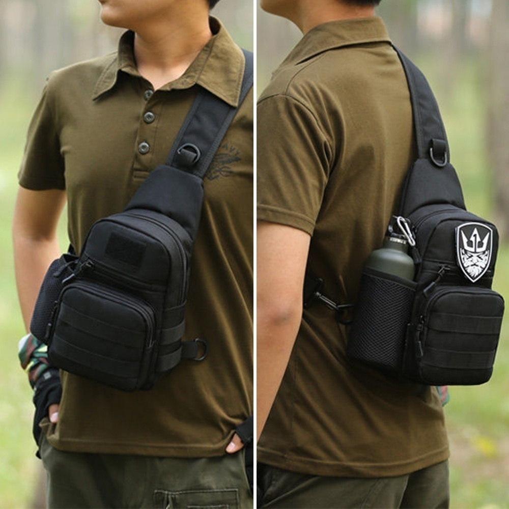 Men Tactical Military Messenger Shoulder Bag Sling Waterproof Chest Bag Outdoor