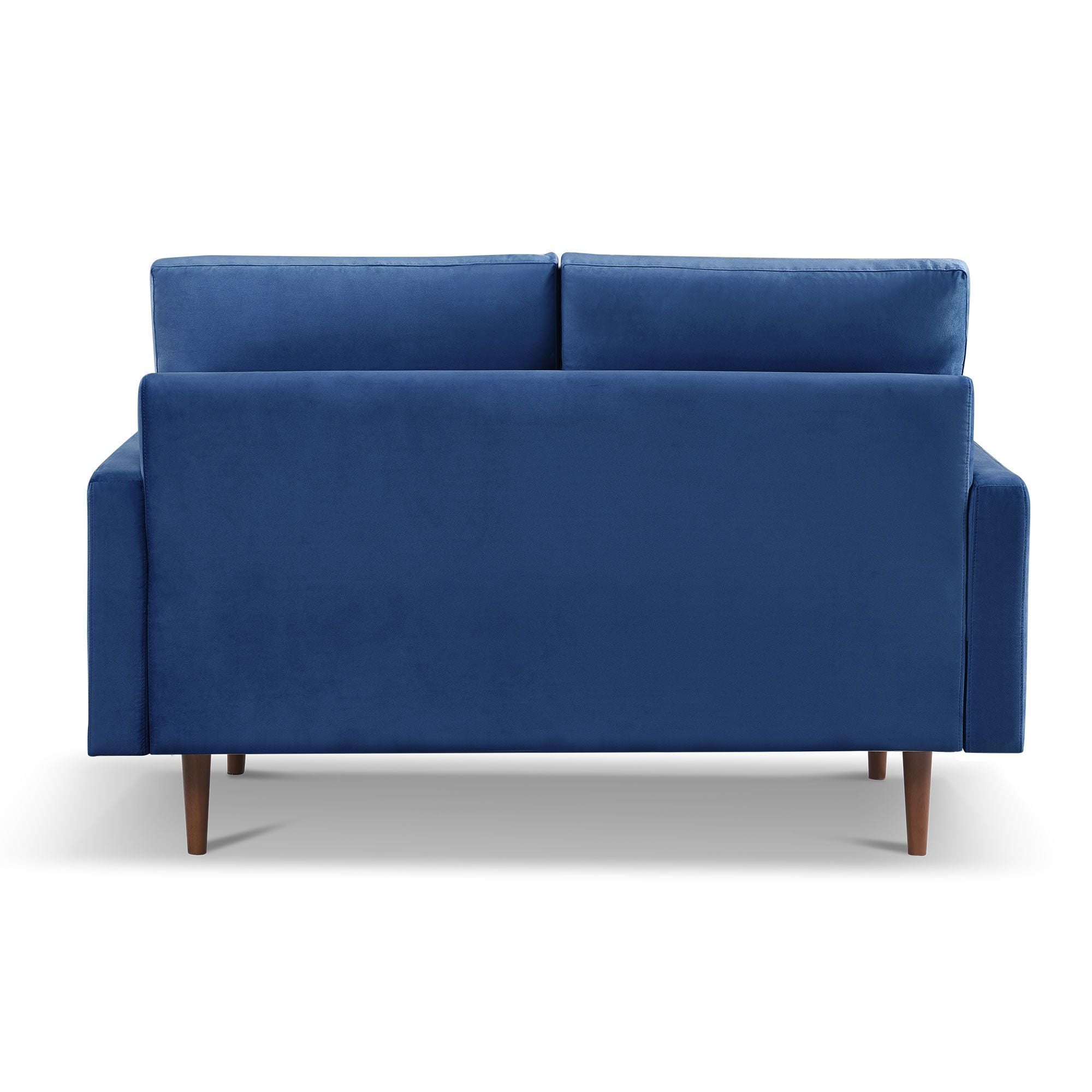 Lovelock 57" Mid-Century Modern Sofa Couch, Velvety Smooth Upholstered Loveseat with Wooden Legs, Suitable for Apartment, Dorm, Bedroom, Blue