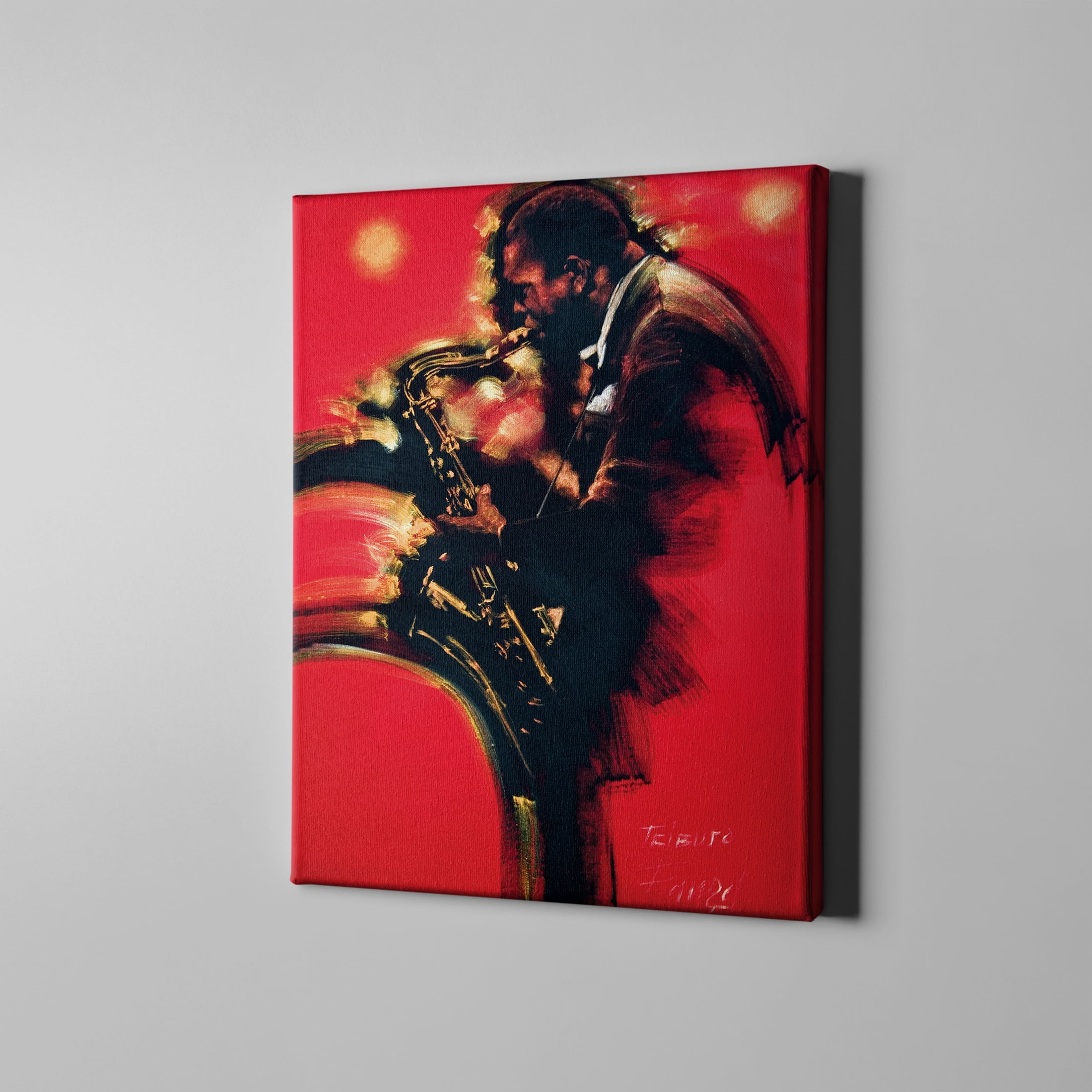Unlimted Art Project Red Jazz Saxophone Canvas Wall Art Figurative