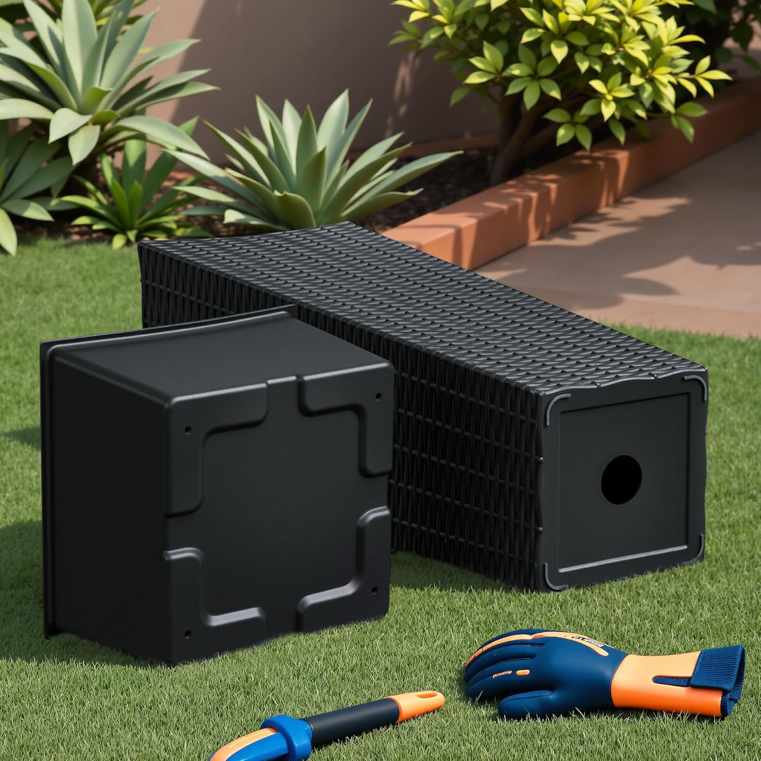 ZYPPP Resin Tall Planters for Outdoor Plants Set of 2, Large Taper Outdoor Planter Pots with 4 Drainage Holes, Flower Pots Modern Decor for Porch, Patio, Backyard, Home Garden (Black, 24")