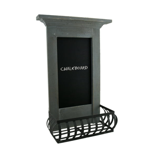 Zeckos Light Blue 5.7x11x18.5 Wood Wall Chalkboard W/ Shelf