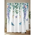thumbnail image 4 of Fsddascl Eucalyptus Leaves Shower Curtain Set - 54" x 78" Washable Bathtub Curtain with 12 Hooks, Watercolor Botanical Floral Butterfly Waterproof Fabric Stall Shower Curtains for Bathroom/Bathtub, 4 of 6
