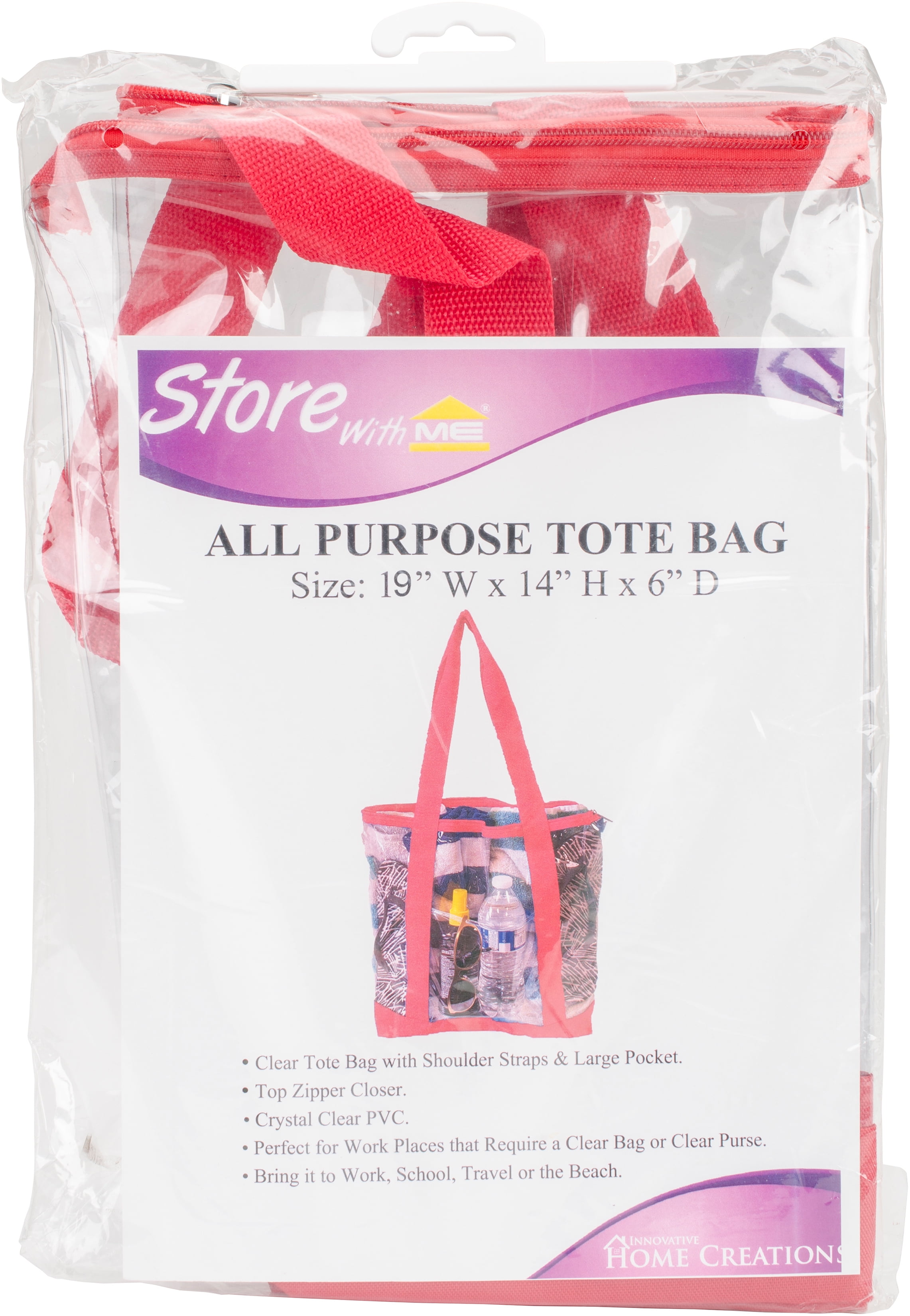 AllPurpose Clear Tote Bag 19"X14"X6"Red Walmart Canada