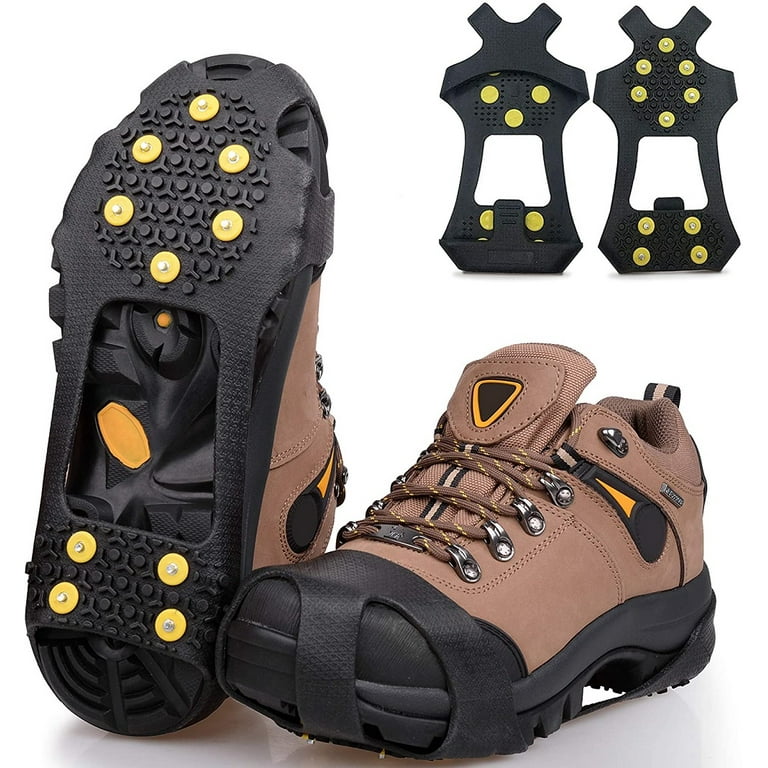 Crampons Ice Cleats Traction Snow Grips for Boots Shoes Women Men Kids Anti  Slip 19 Stainless Steel Spikes Safe Protect for Hiking Fishing Walking  Climbing Mountaineering 