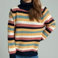thumbnail image 4 of Womens Turtleneck Sweaters Colorblock Long Sleeve Tunic Pullover Knit Tops Warm Fall Winter Shirts, 4 of 7