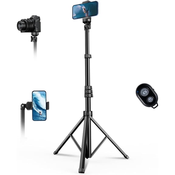 67" Phone Tripod, Extendable Tripod for iPhone, Selfie Stick with Remote and Phone Holder, Compatible with iPhone/Android/Camera, Light Stand (侵权)