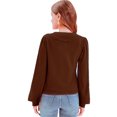 thumbnail image 3 of Diconna Women's Long Sleeve Button Cardigan Sweater Lapel Cable Knit Short Sweater Jacket, 3 of 6