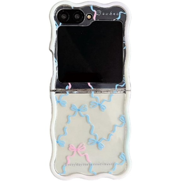 Phone Case for Samsung Galaxy Z Flip 6,Cute Bow Pattern Shockproof Protective Folding Phone Shell,Cover for Boys Girly (No Chain)