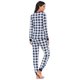 thumbnail image 3 of Conjunto de pijama a cuadros KAIYANG de manga larga para mujer azul S, 3 of 5