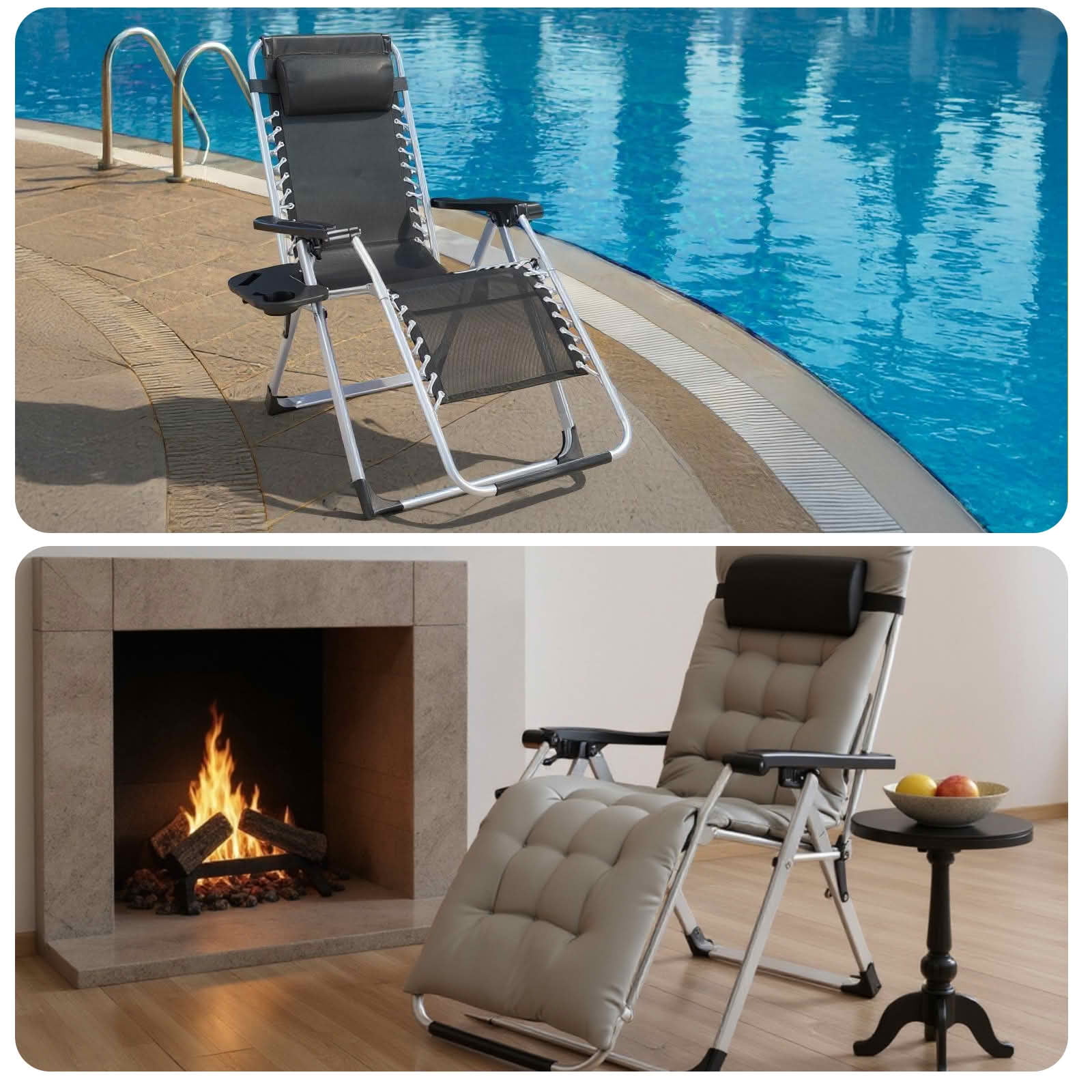 MAYEERTY Zero Gravity Chair Reclining Lounge with Cup Holder Tray Removable Cushion