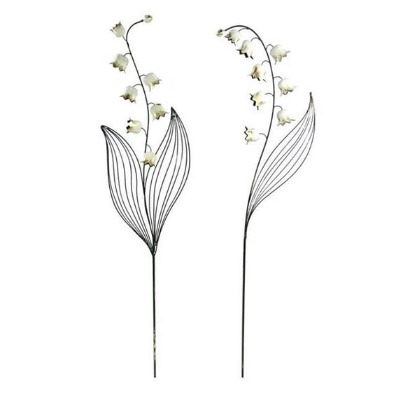 Alpine 8108654 58 in. Metal Flower Outdoor Garden Stake, Multi Color - Pack of 6