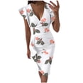 thumbnail image 1 of Leutsin Robe Sans Manches à Ourlet Volanté Froncé à Fleurs Imprimées Col en V pour Femmes, 1 of 5