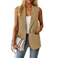 thumbnail image 3 of Women'S Summer Sleeveless Vest Tops Fashion Casual Work Office with Pockets Khaki XXL, 3 of 9
